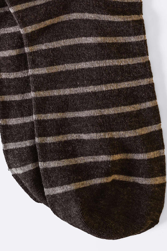 BROWN MERCERIZED STRIPE SOCKS