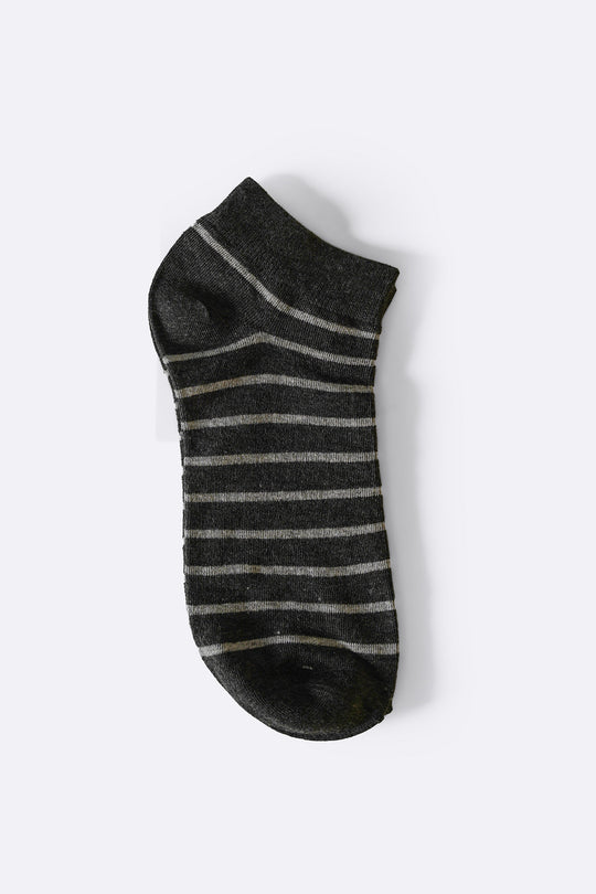 DARK GREY MERCERIZED STRIPE SOCKS