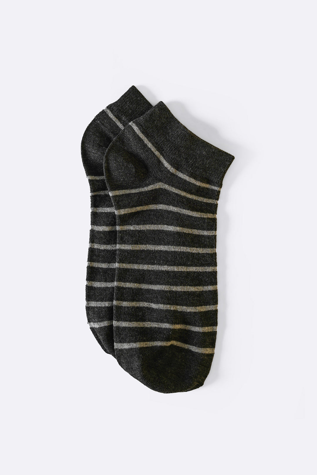 DARK GREY MERCERIZED STRIPE SOCKS