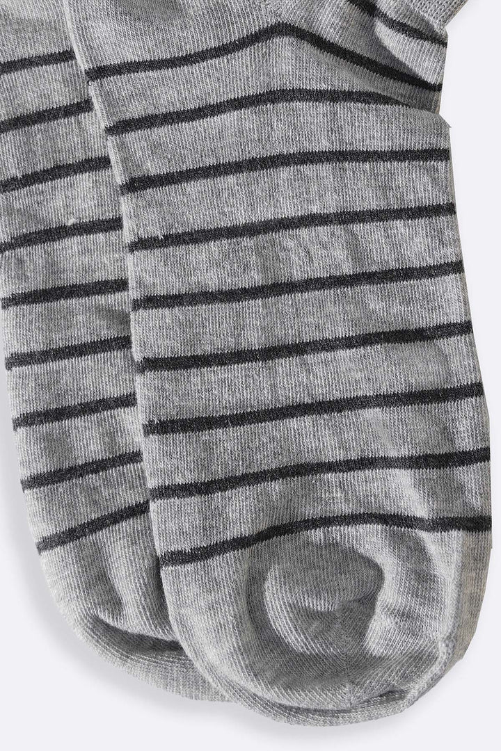 LIGHT GREY MERCERIZED STRIPE SOCKS