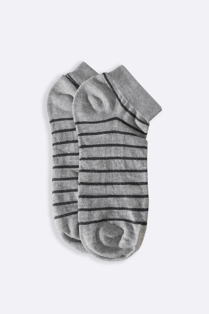 LIGHT GREY MERCERIZED STRIPE SOCKS