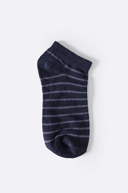 NAVY MERCERIZED STRIPE SOCKS