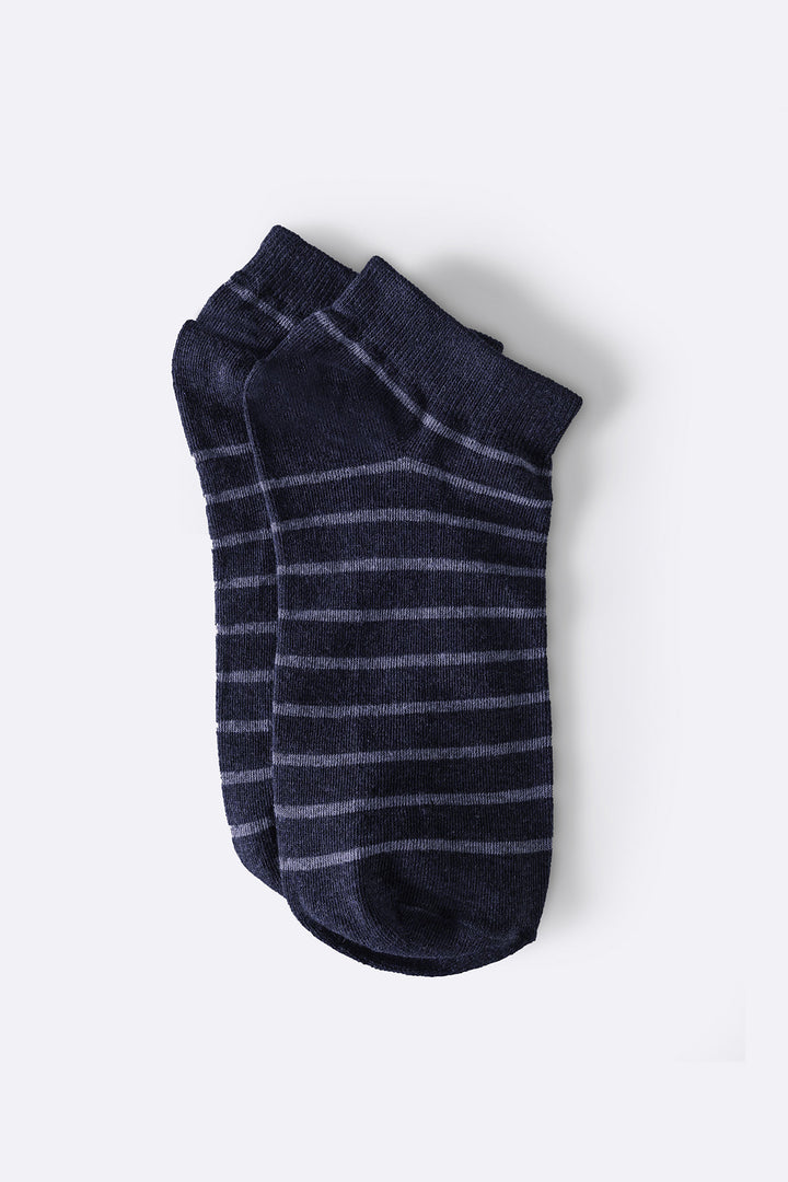 NAVY MERCERIZED STRIPE SOCKS