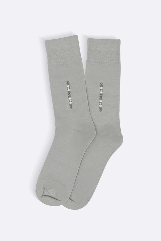 BEIGE MERCERIZED CREW SOCKS