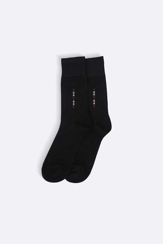 BLACK MERCERIZED CREW SOCKS