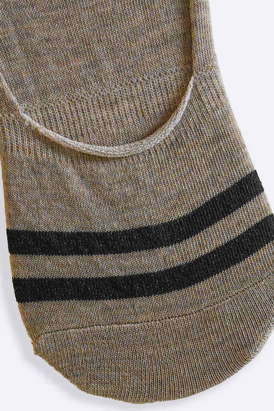BEIGE MERCERIZED NO SHOW SOCKS