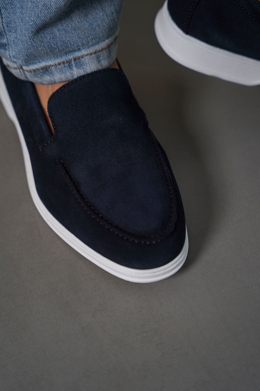 DARK NAVY SUEDE LOAFERS
