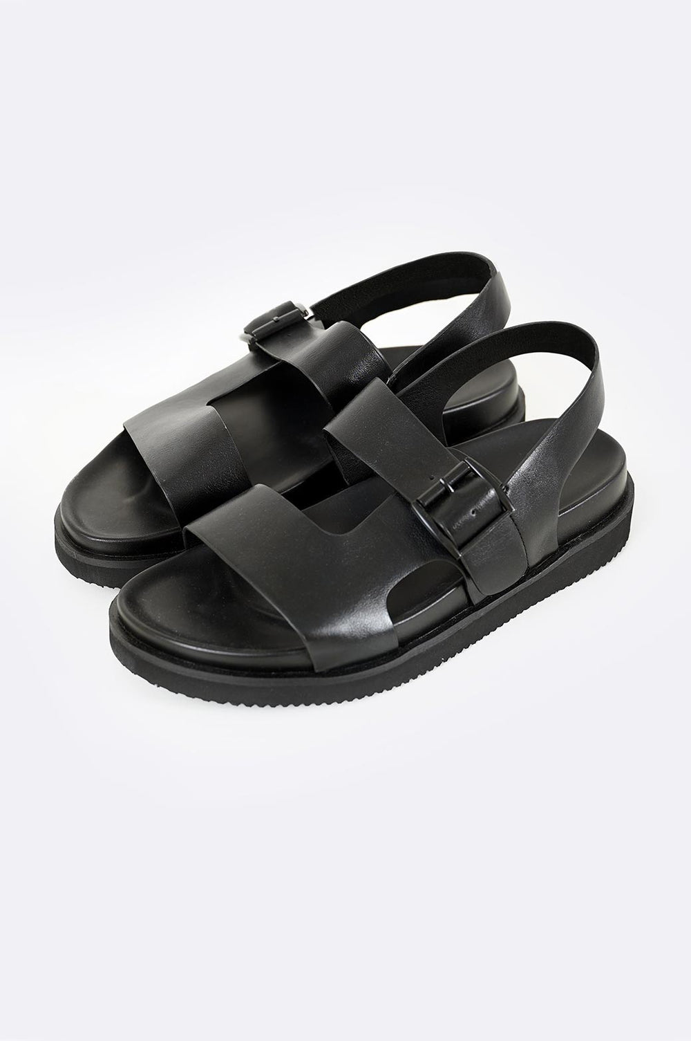 BLACK DOUBLE STRAP SANDALS