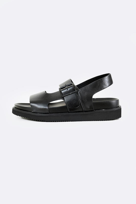 BLACK DOUBLE STRAP SANDALS