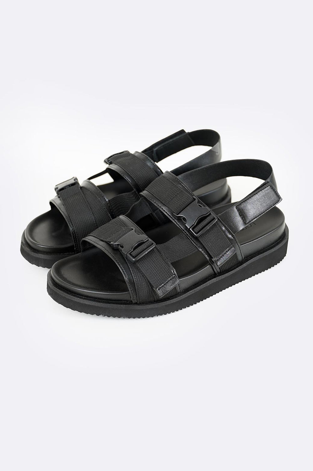 BLACK RELEASE BUCKLE SANDALS