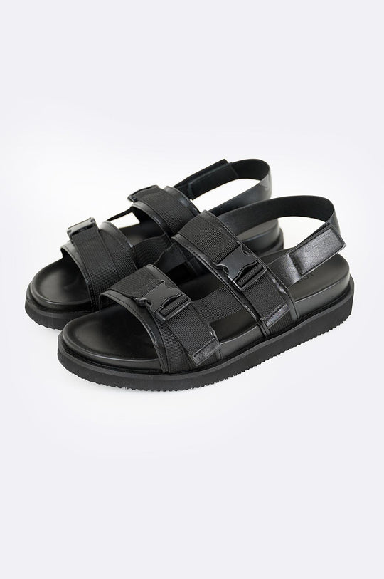 BLACK RELEASE BUCKLE SANDALS