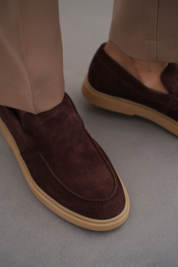 COFFEE SUEDE LEATHER LOAFERS