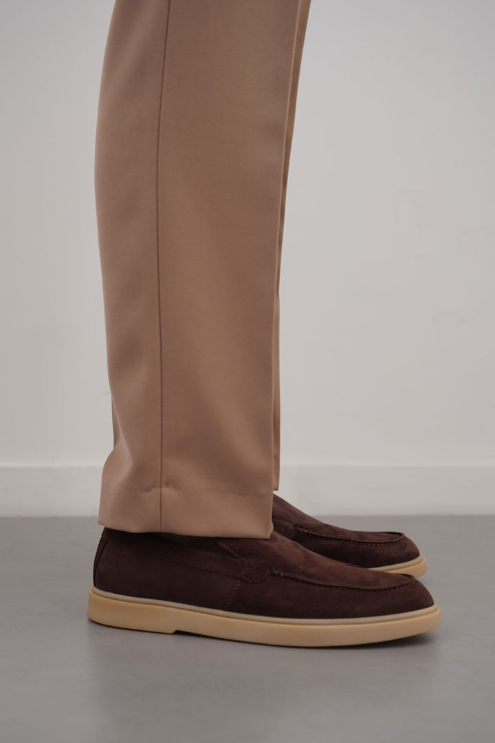 COFFEE SUEDE LEATHER LOAFERS