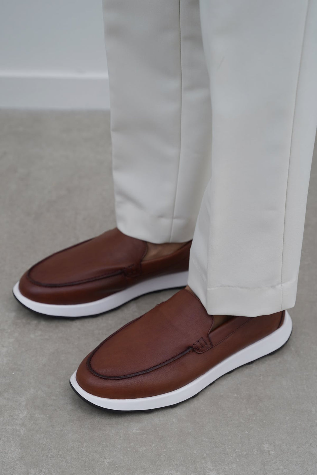COGNAC AIR LEATHER LOAFERS
