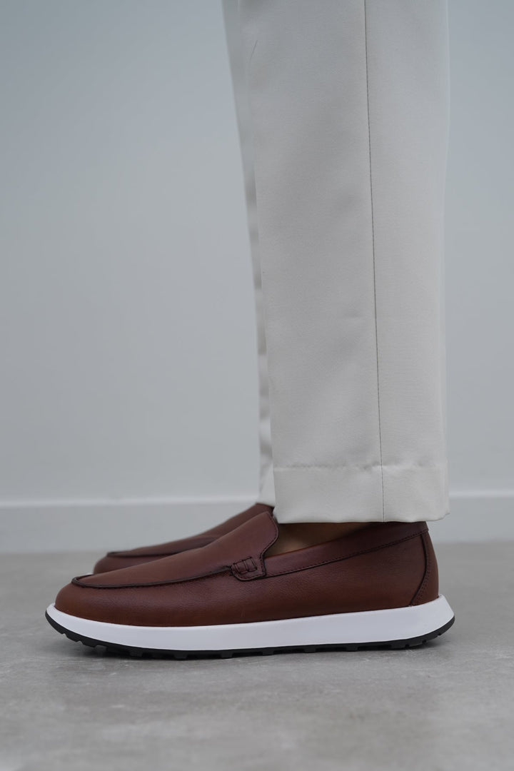 COGNAC AIR LEATHER LOAFERS
