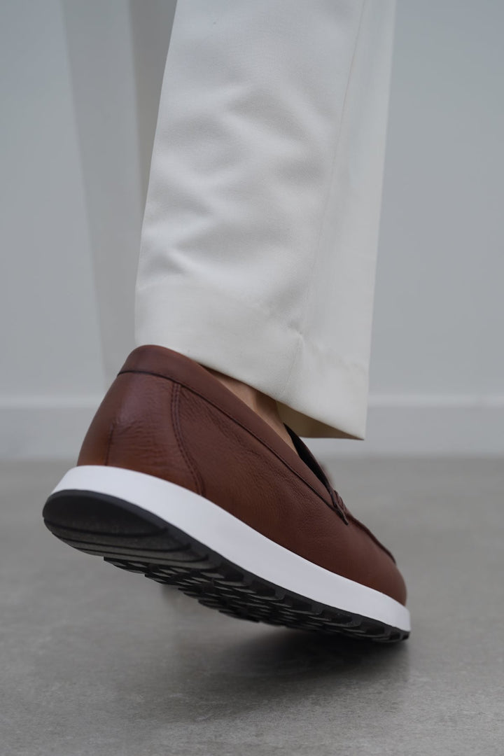 COGNAC AIR LEATHER LOAFERS