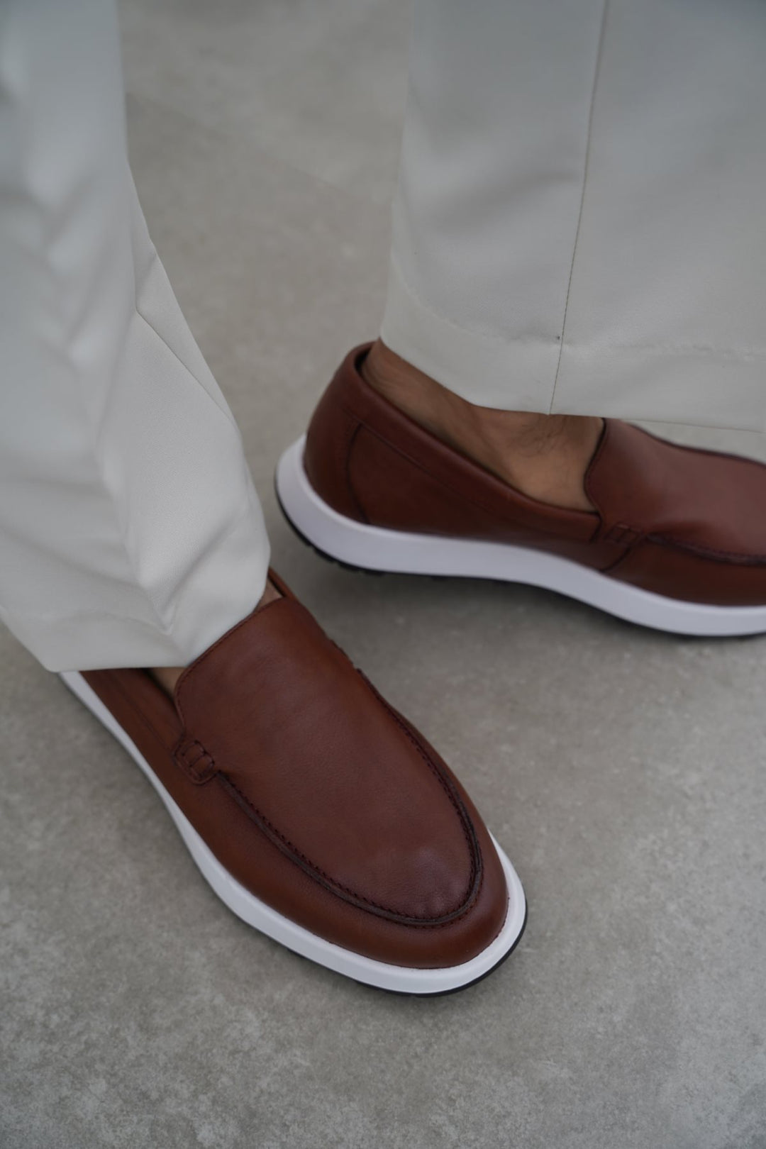COGNAC AIR LEATHER LOAFERS