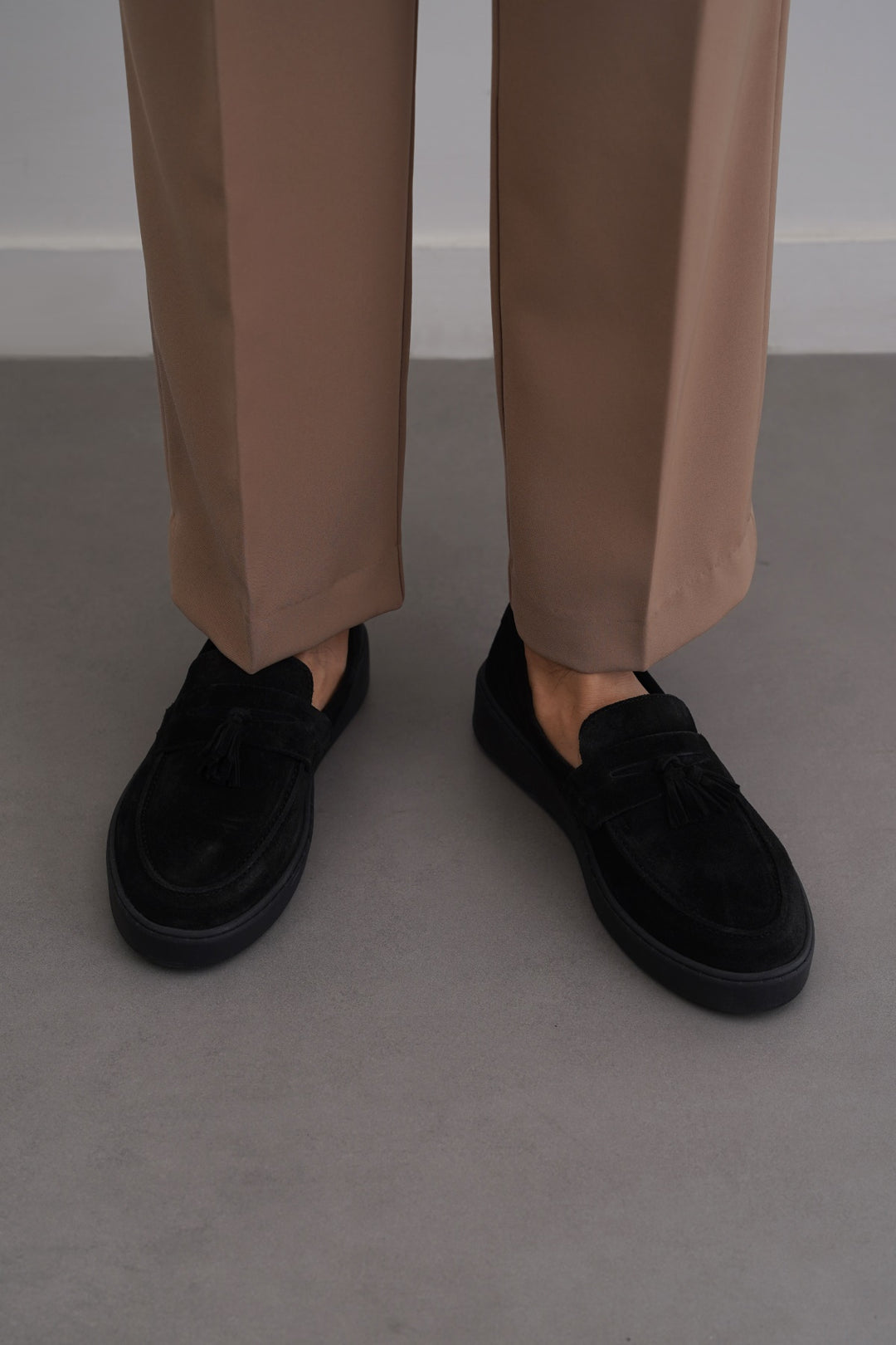 BLACK SUEDE LEATHER TASSEL LOAFERS