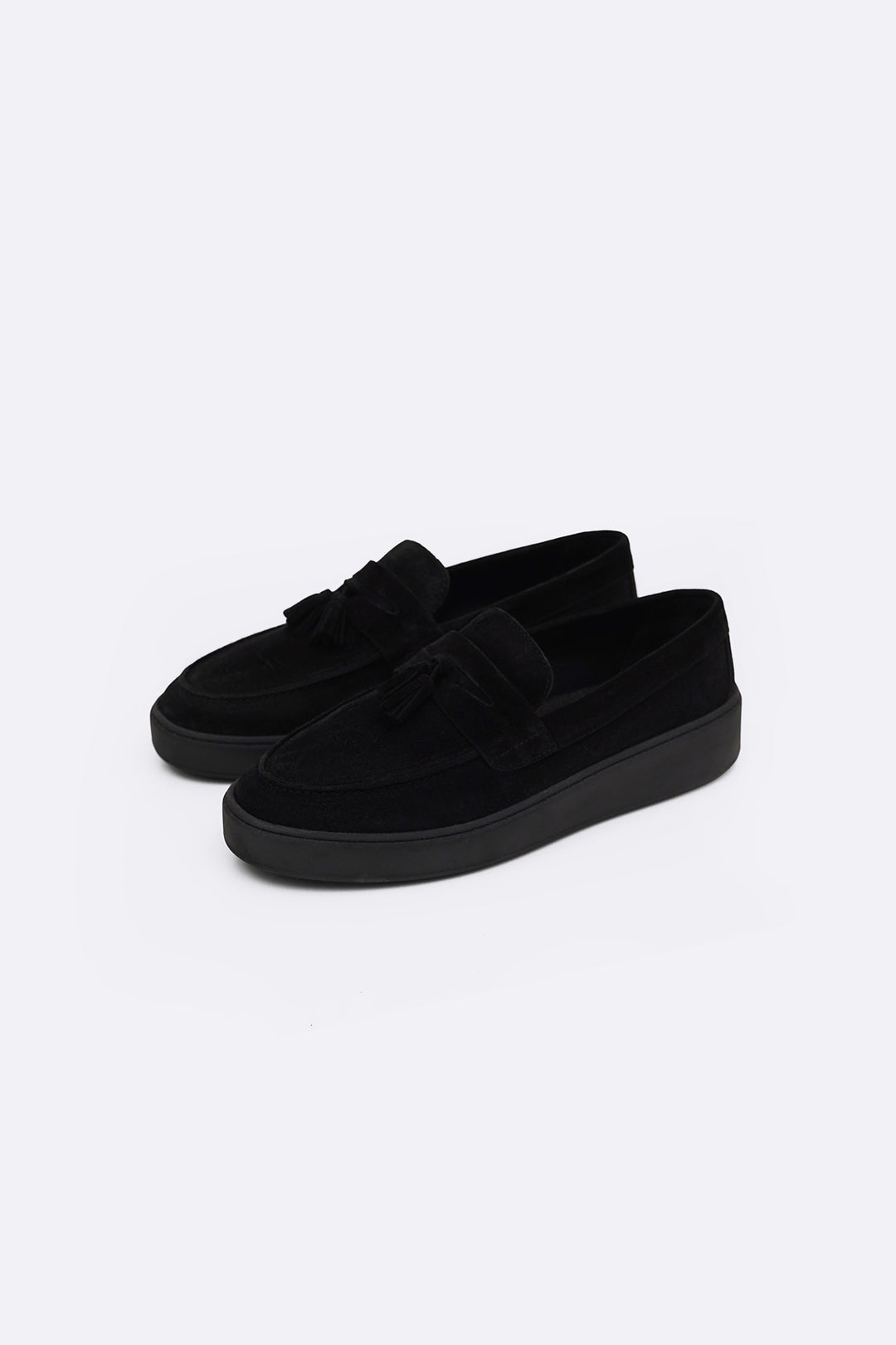 BLACK SUEDE LEATHER TASSEL LOAFERS