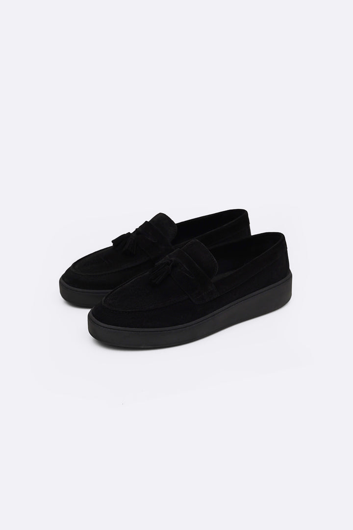 BLACK SUEDE LEATHER TASSEL LOAFERS