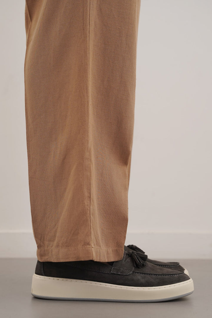 GREY SUEDE LEATHER TASSEL LOAFERS