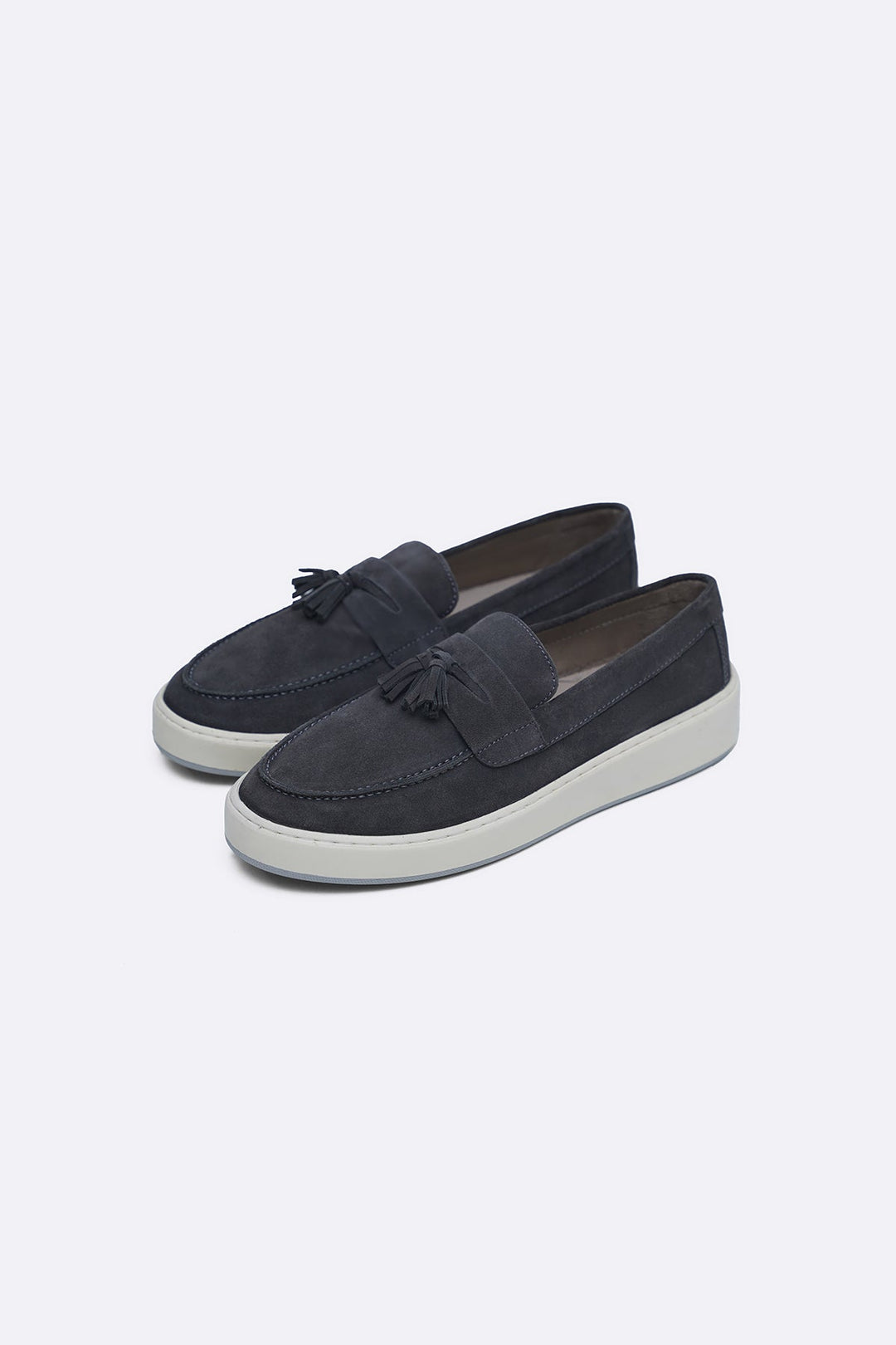 GREY SUEDE LEATHER TASSEL LOAFERS