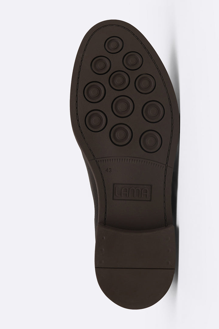 DARK BROWN GRAINED LEATHER TASSEL LOAFERS