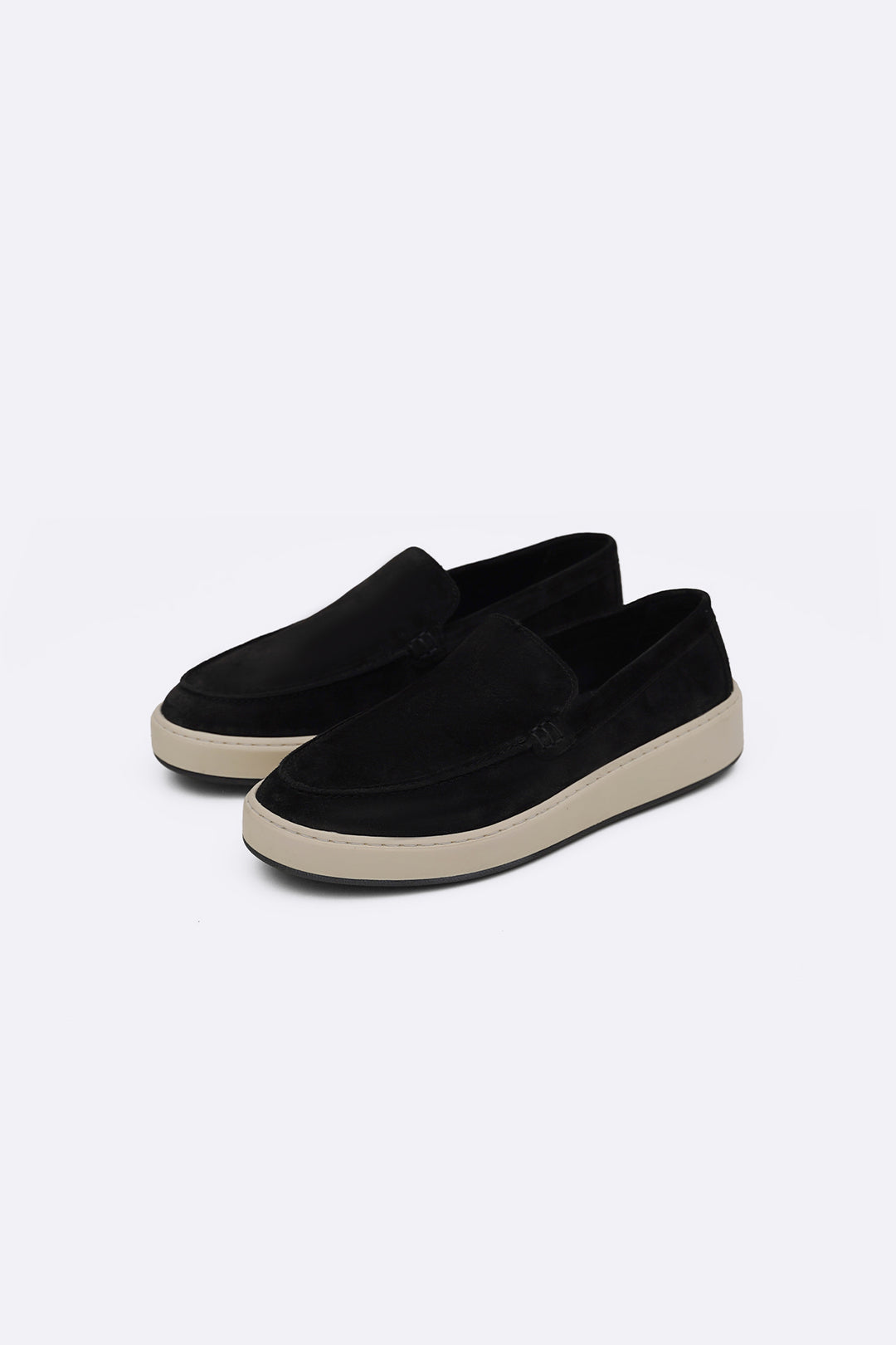 BLACK SUEDE LEATHER SLIP ON LOAFERS
