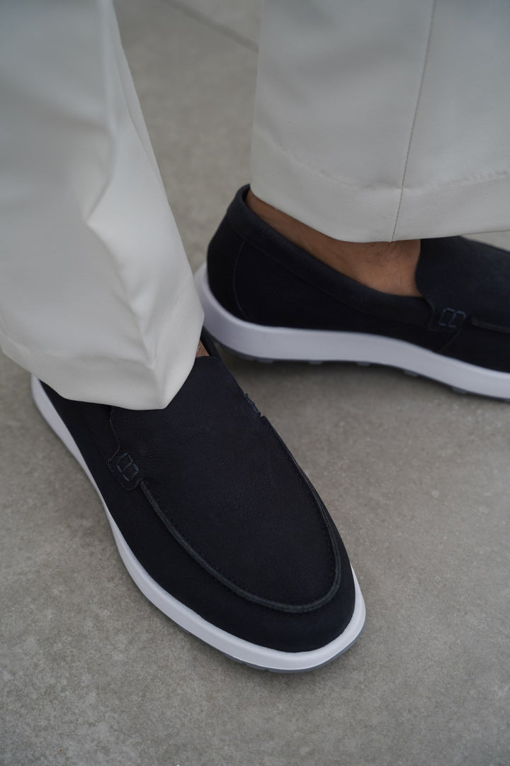 NAVY AIR LEATHER LOAFERS
