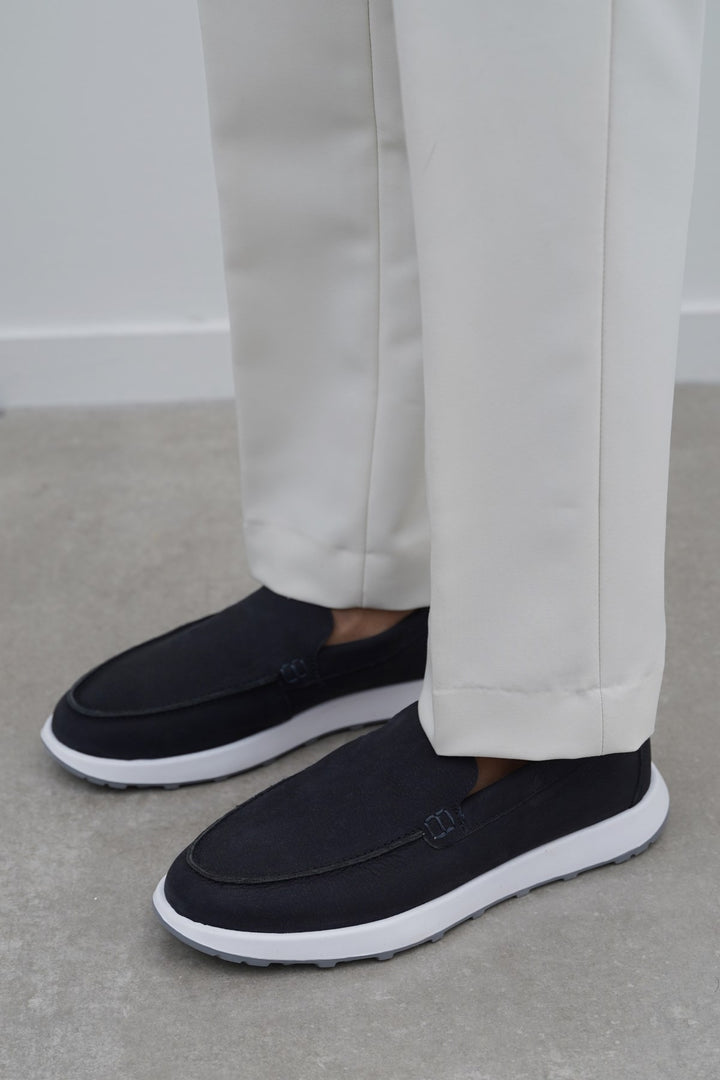 NAVY AIR LEATHER LOAFERS