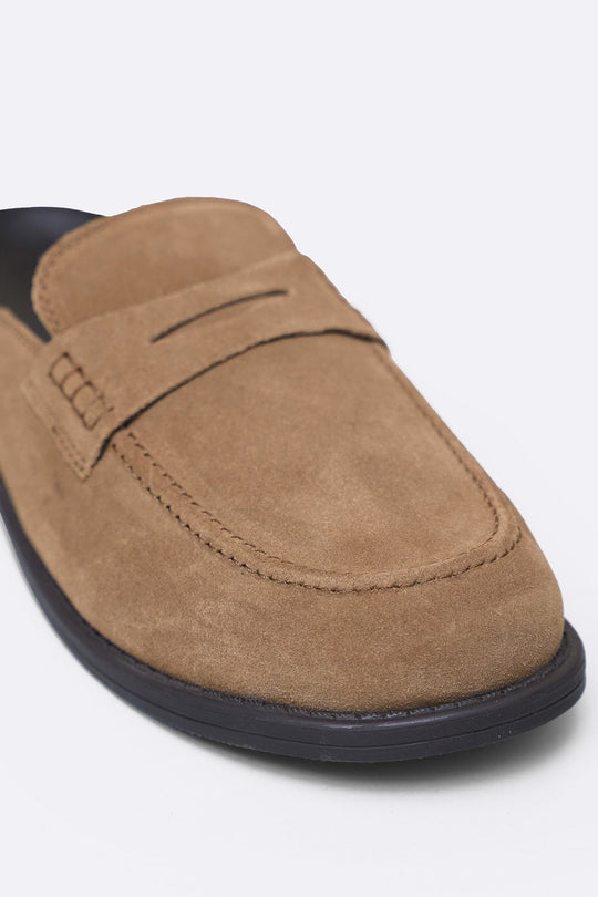 TAUPE SUEDE LEATHER MULES