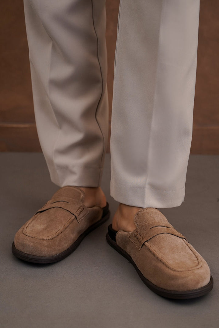 TAUPE SUEDE LEATHER MULES