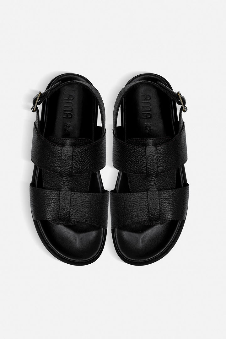 BLACK LEATHER SANDALS