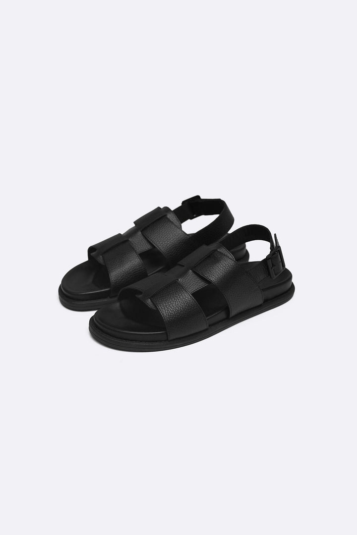 BLACK LEATHER SANDALS