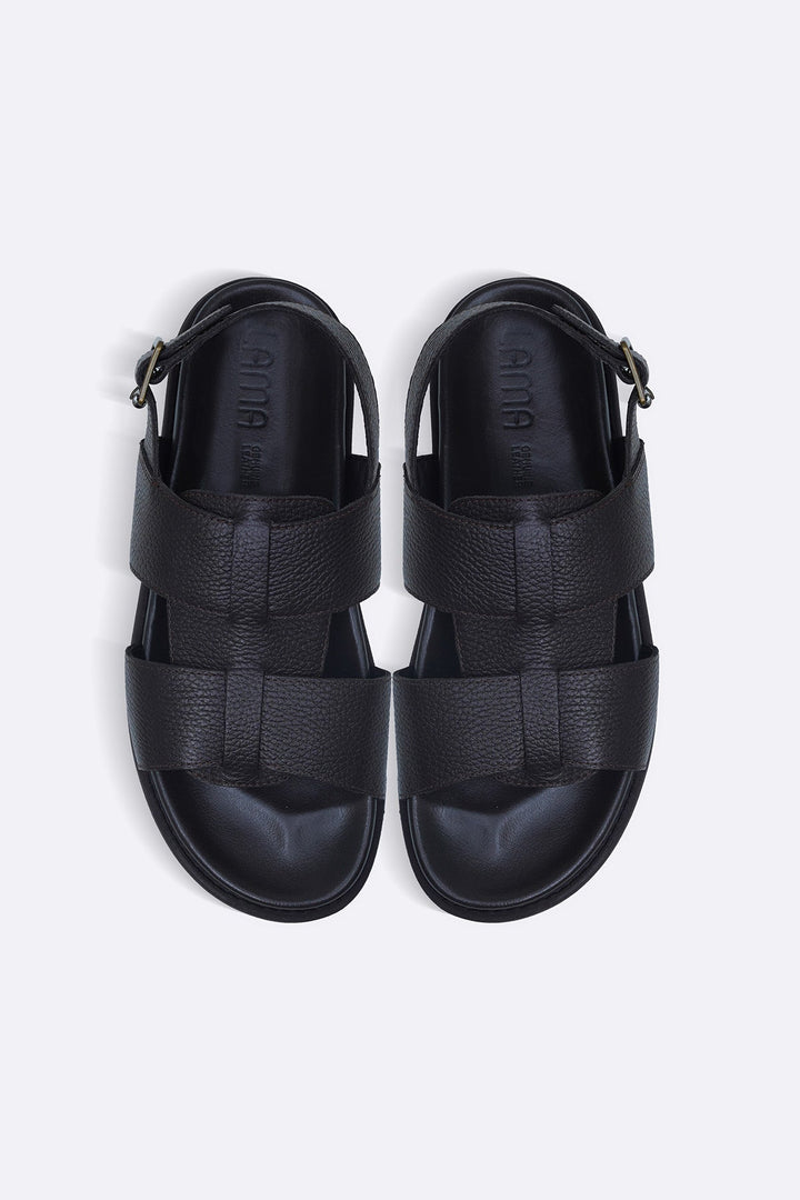 DARK BROWN LEATHER SANDALS