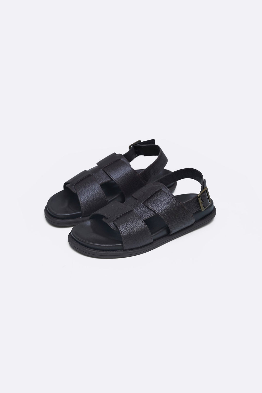 DARK BROWN LEATHER SANDALS