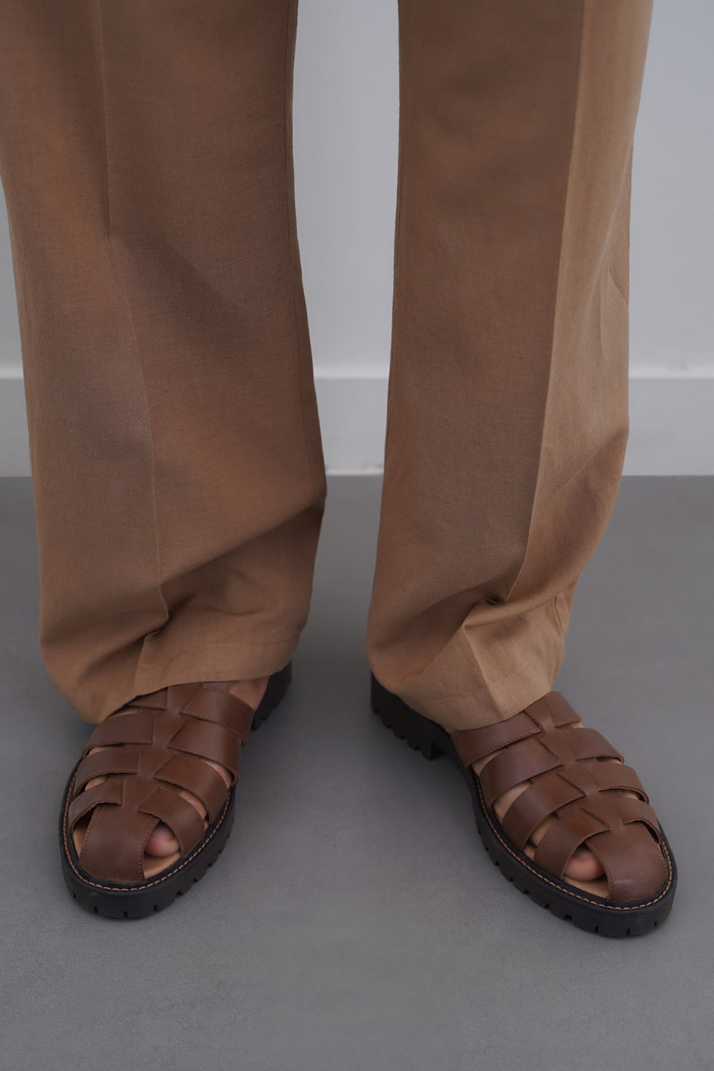 BROWN CLASSIC FISHERMAN LEATHER SANDALS