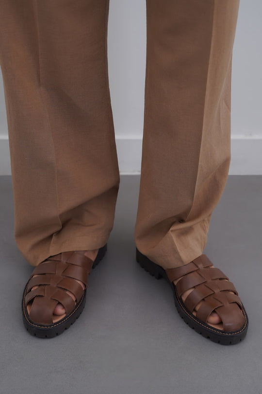BROWN CLASSIC FISHERMAN LEATHER SANDALS