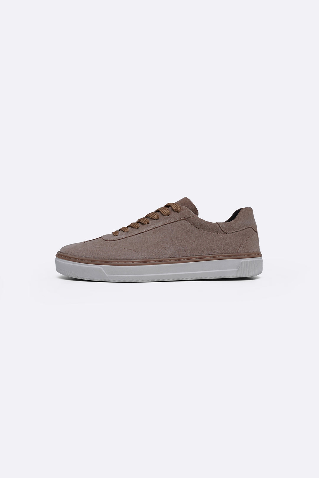 BEIGE LACE-UP LEATHER SNEAKER