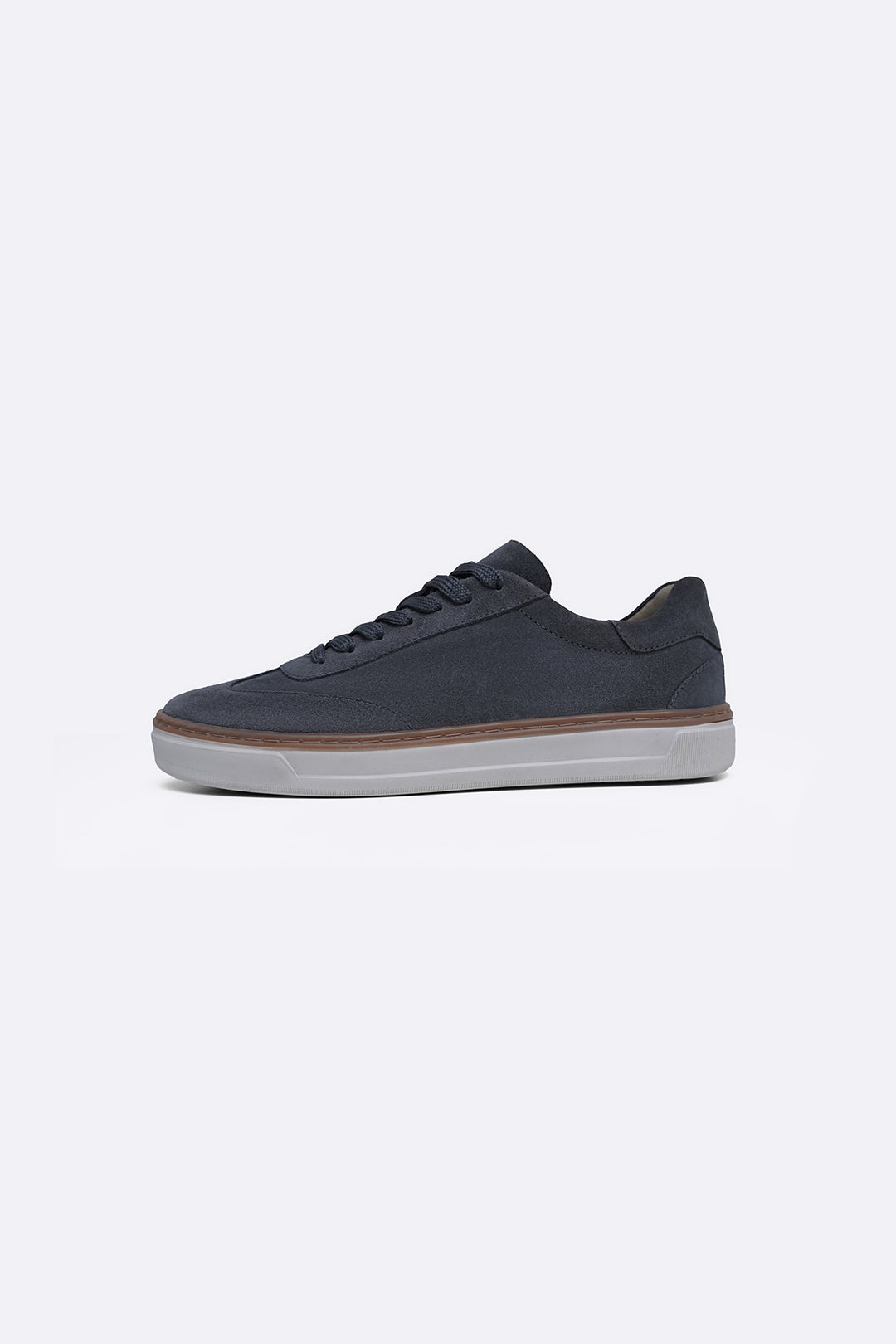 GREY LACE-UP LEATHER SNEAKERS