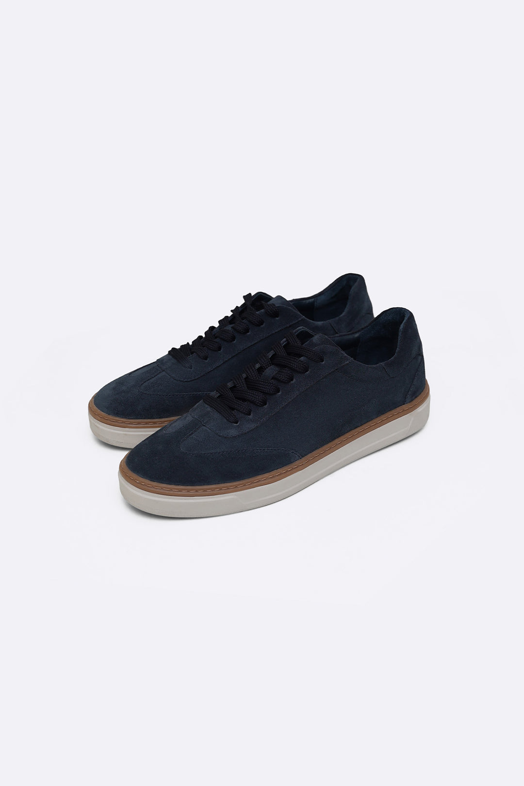 NAVY LACE-UP LEATHER SNEAKERS