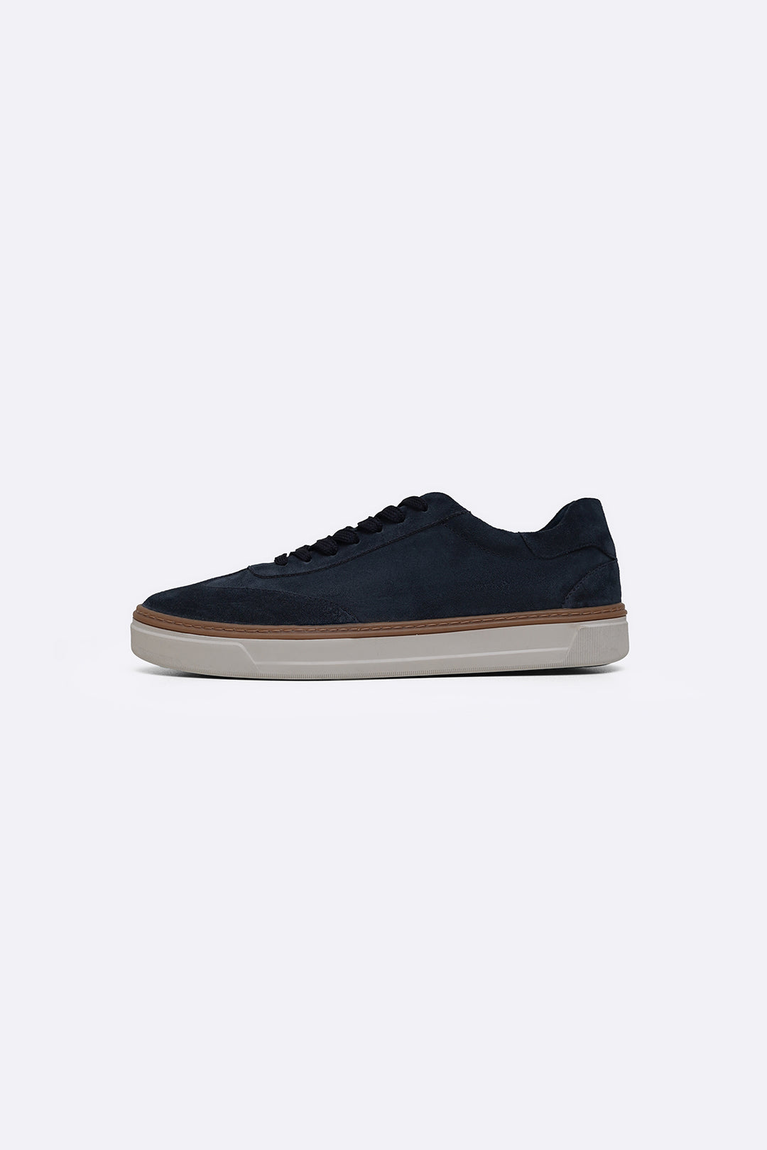 NAVY LACE-UP LEATHER SNEAKERS