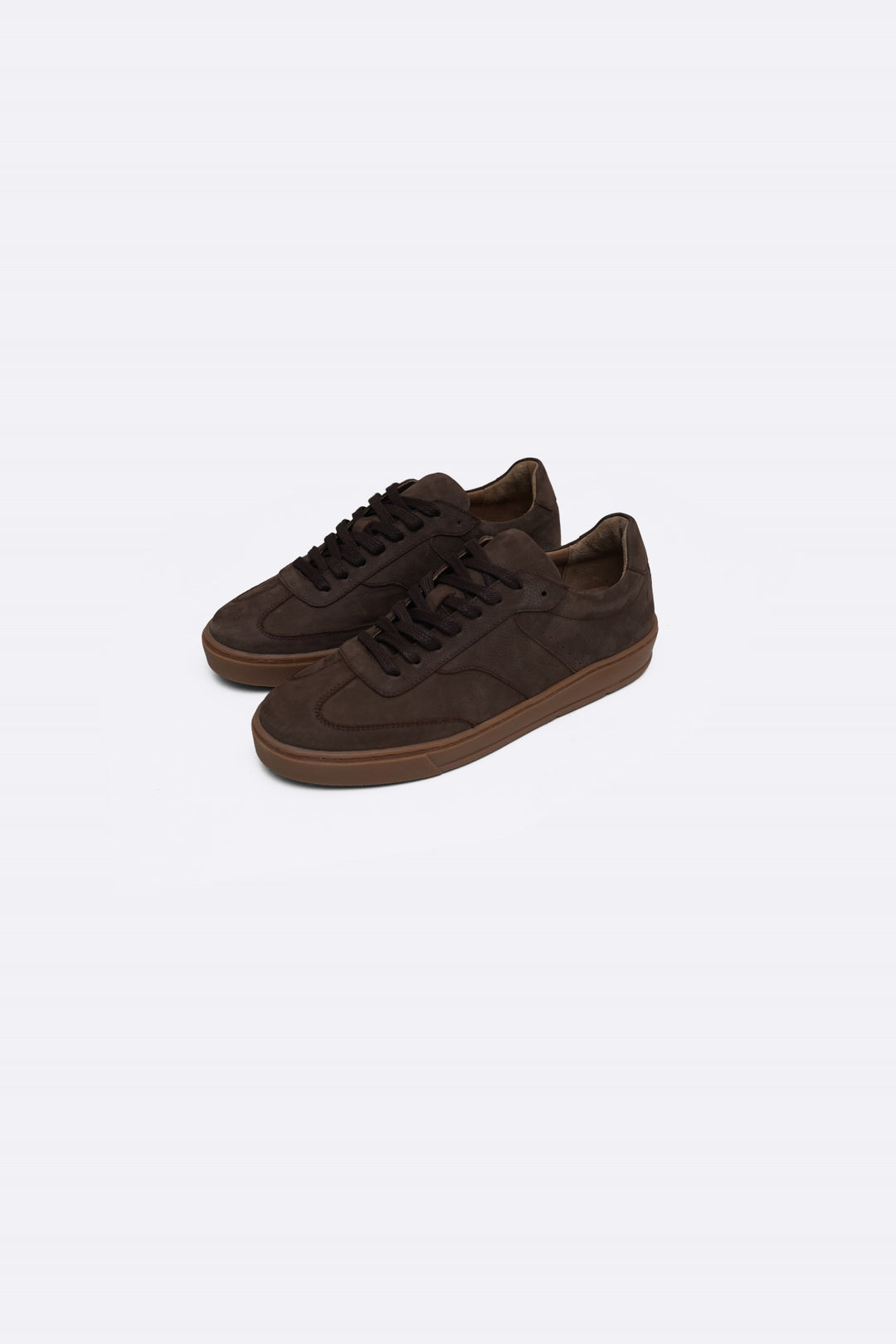 BROWN LACE-UP LEATHER SNEAKER