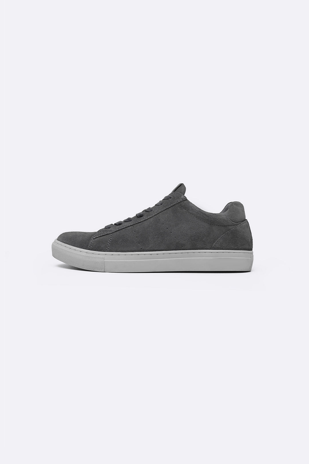 GREY LACE-UP LEATHER SNEAKERS