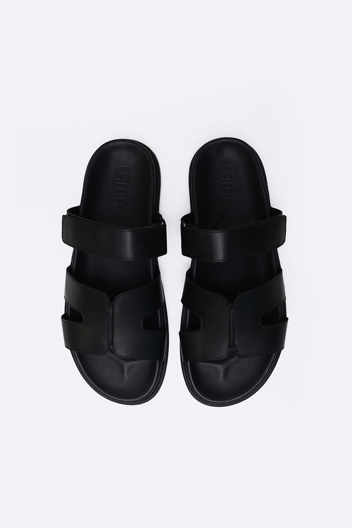 BLACK CLASSIC LEATHER SLIDE