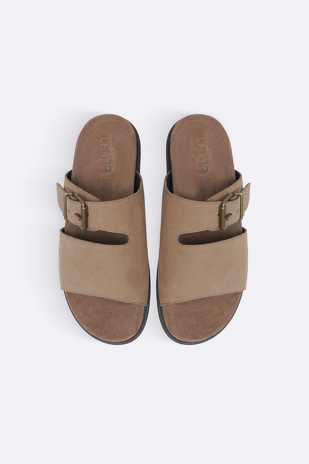 TAUPE CLASSIC LEATHER SLIDES