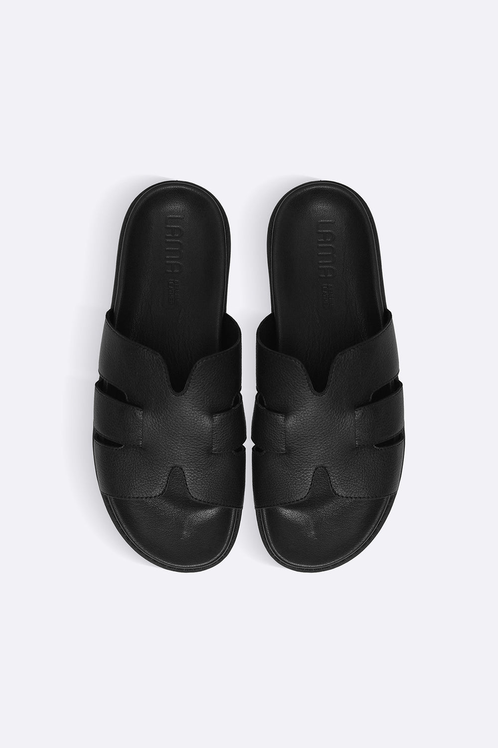 BLACK CLASSIC LEATHER SLIDES