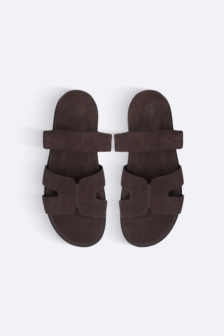 COFFEE CLASSIC SUEDE LEATHER SLIDE
