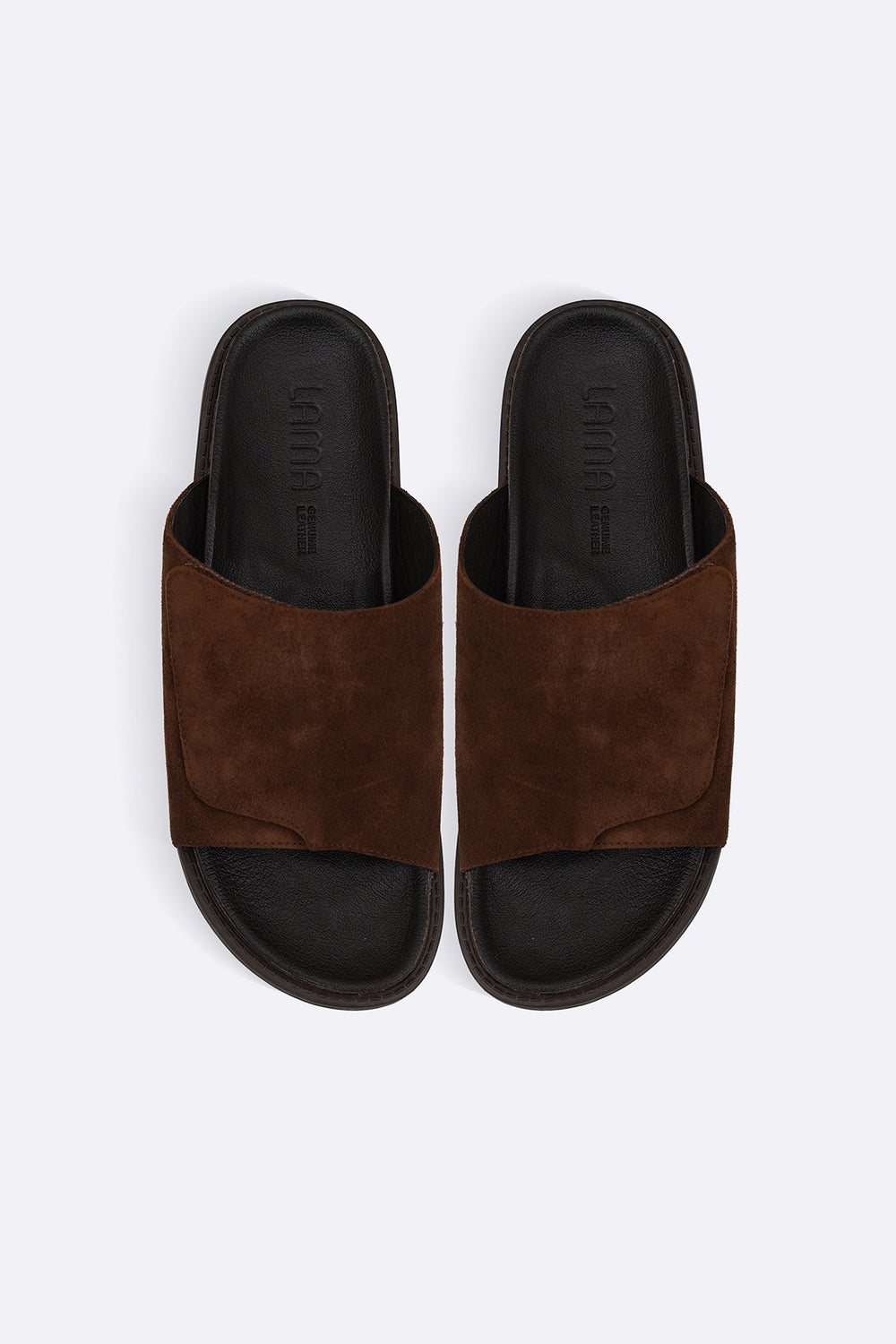 BROWN MONO SUEDE SLIDES
