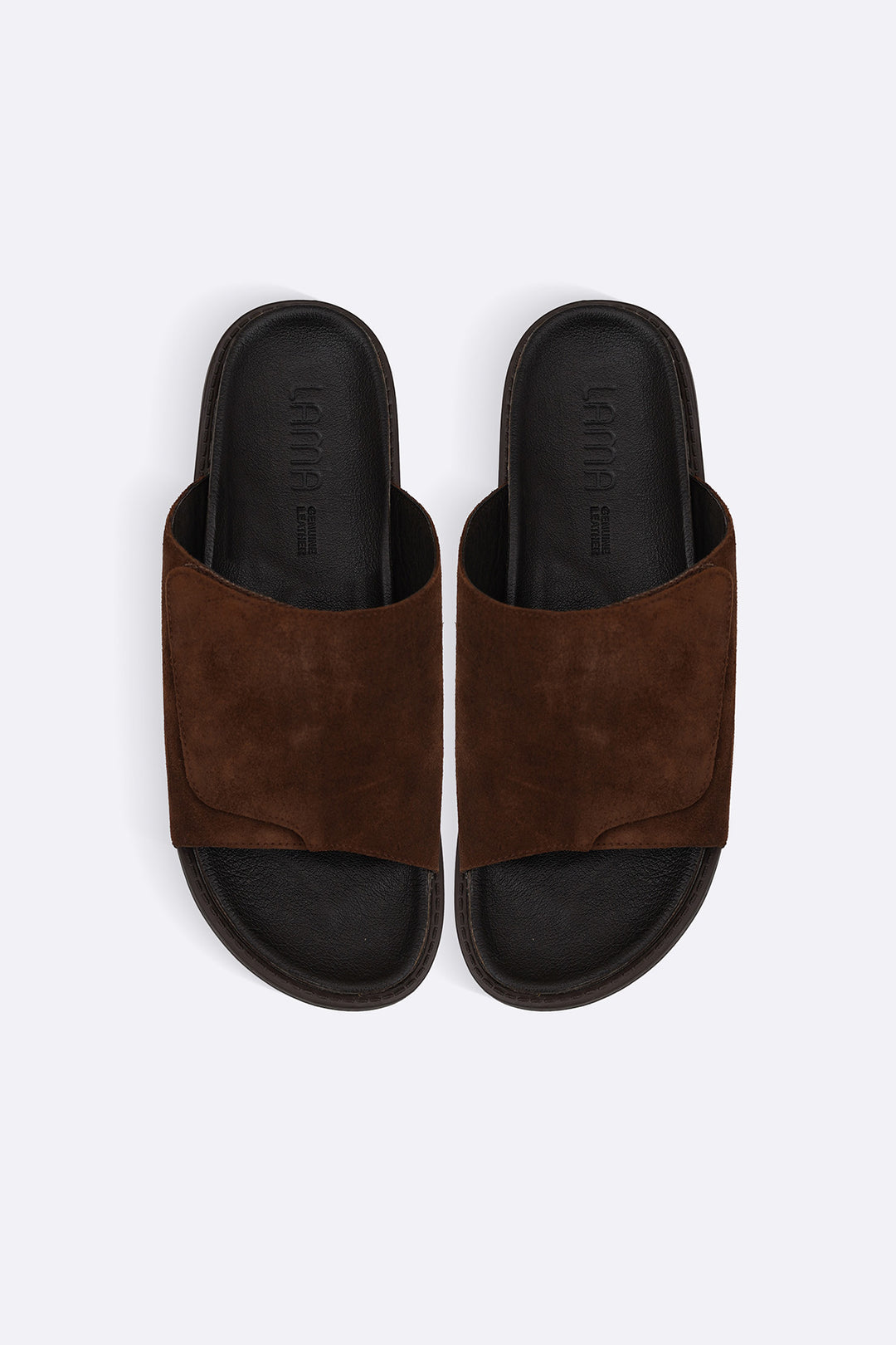 BROWN MONO SUEDE SLIDES